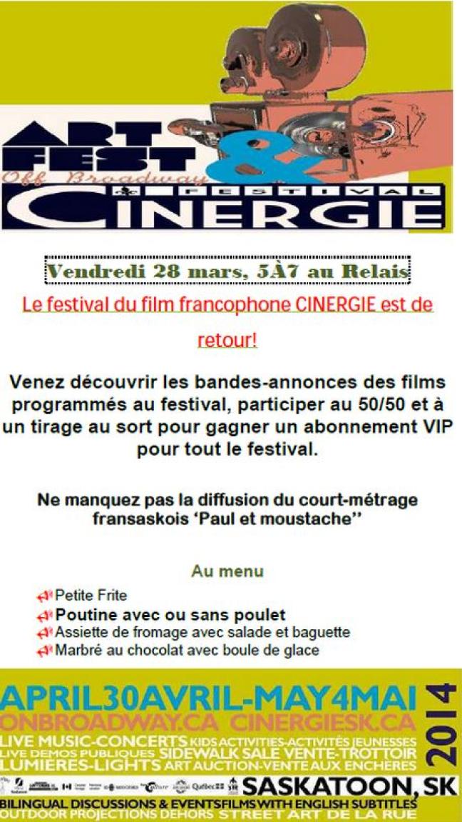 Affiche - 5 à 7 du festival du film francophone CINERGIE
