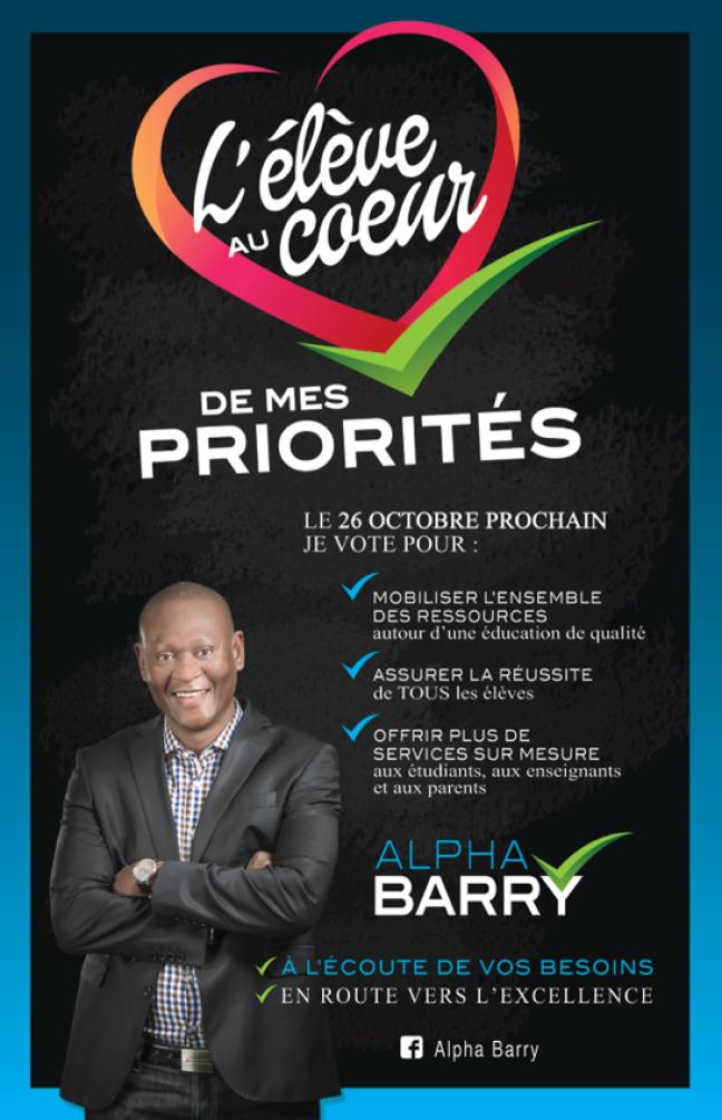 Affiche - Alpha Barry: Candidat aux élections scolaires