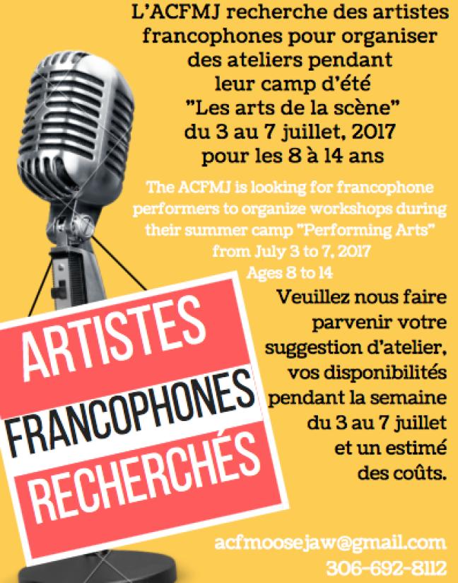 Affiche - Artistes francophones recherchés