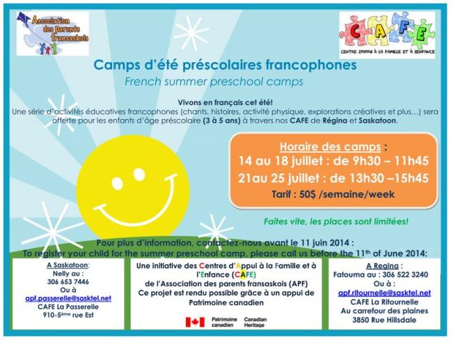 Affiche - Camps d'été préscolaires francophones