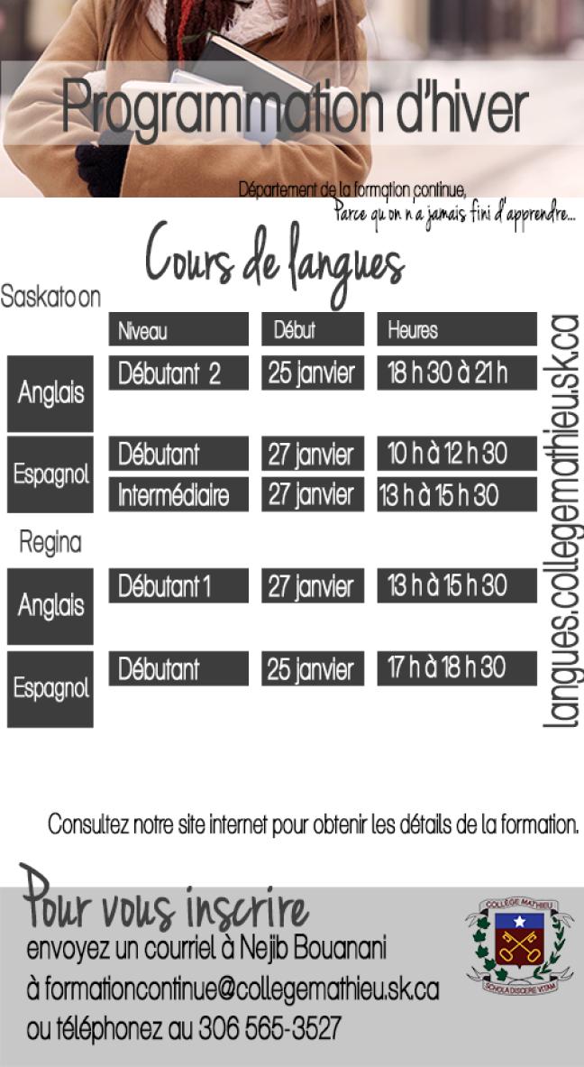 Affiche - Cours de langues 