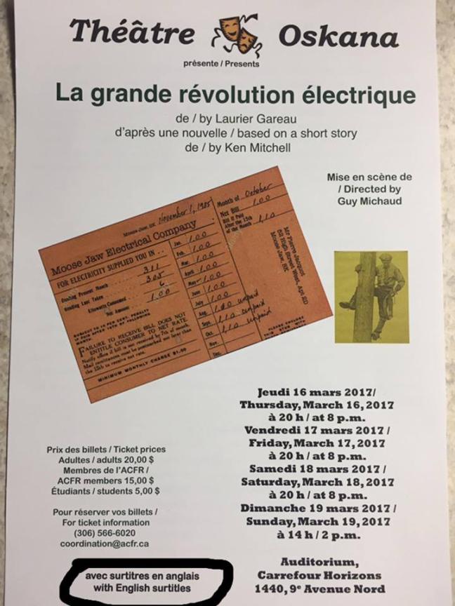 Affiche - La grande révolution électrique au Théâtre Oskana