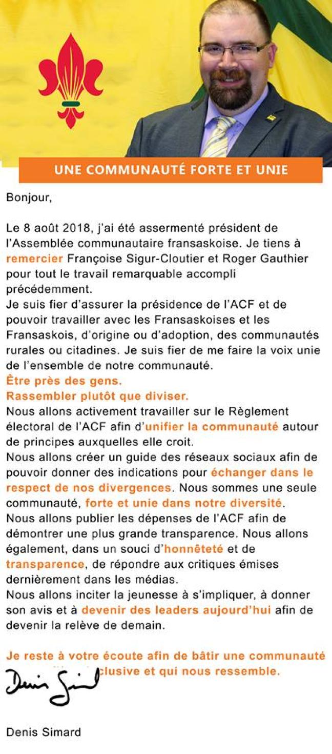 Affiche - Message du président de l'ACF